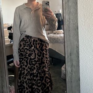 Karen Scott Beige Collared Sweater